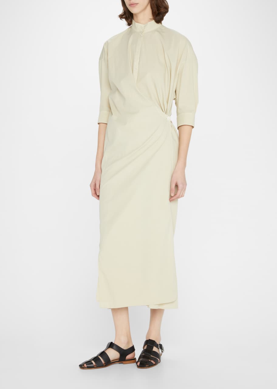 LEMAIRE Puff-Sleeve Wrap Maxi Dress - Bergdorf Goodman