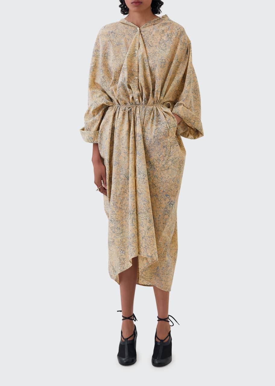 LEMAIRE Pleated Kimono Midi Shirtdress - Bergdorf Goodman