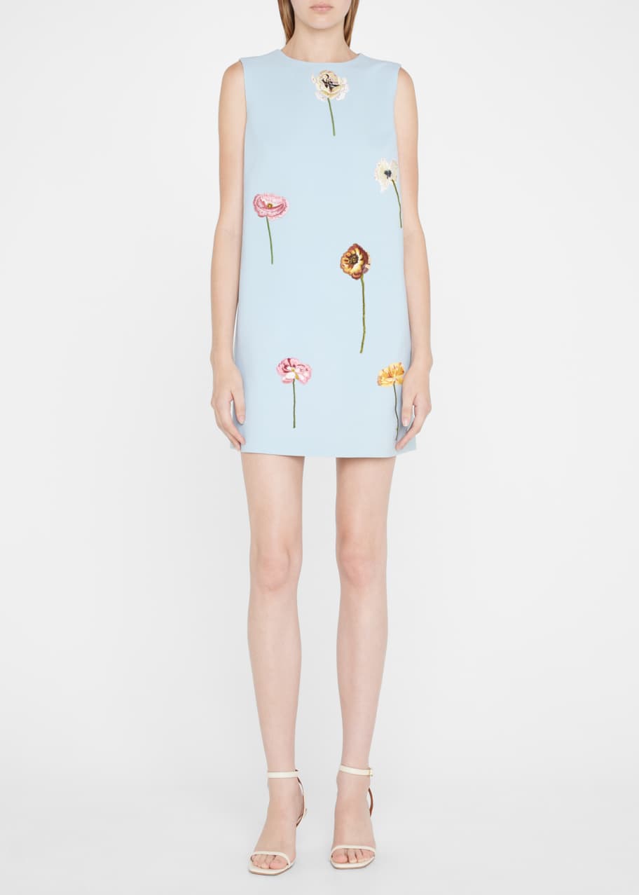 Oscar de la Renta Floral Threadwork Embroidered Shift Mini Dress - Bergdorf  Goodman