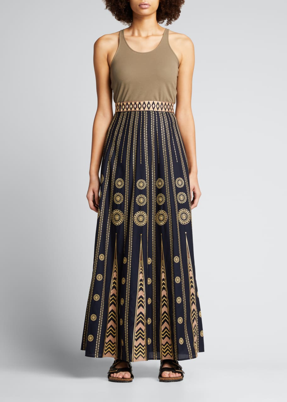 Cotton voile skirt embroidered clearance
