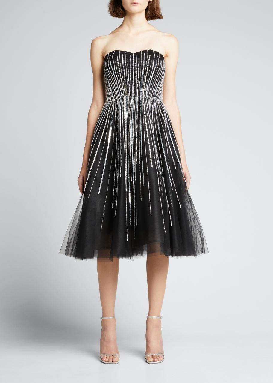 Robe Bustier Vintage Bill Blass Perles Noires - Taille 4, Soirée, Occasion Très Bon état