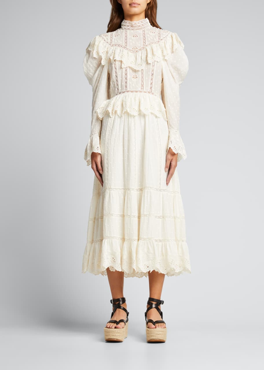 Image 1 of 1: Fleur Embroidered Midi Dress