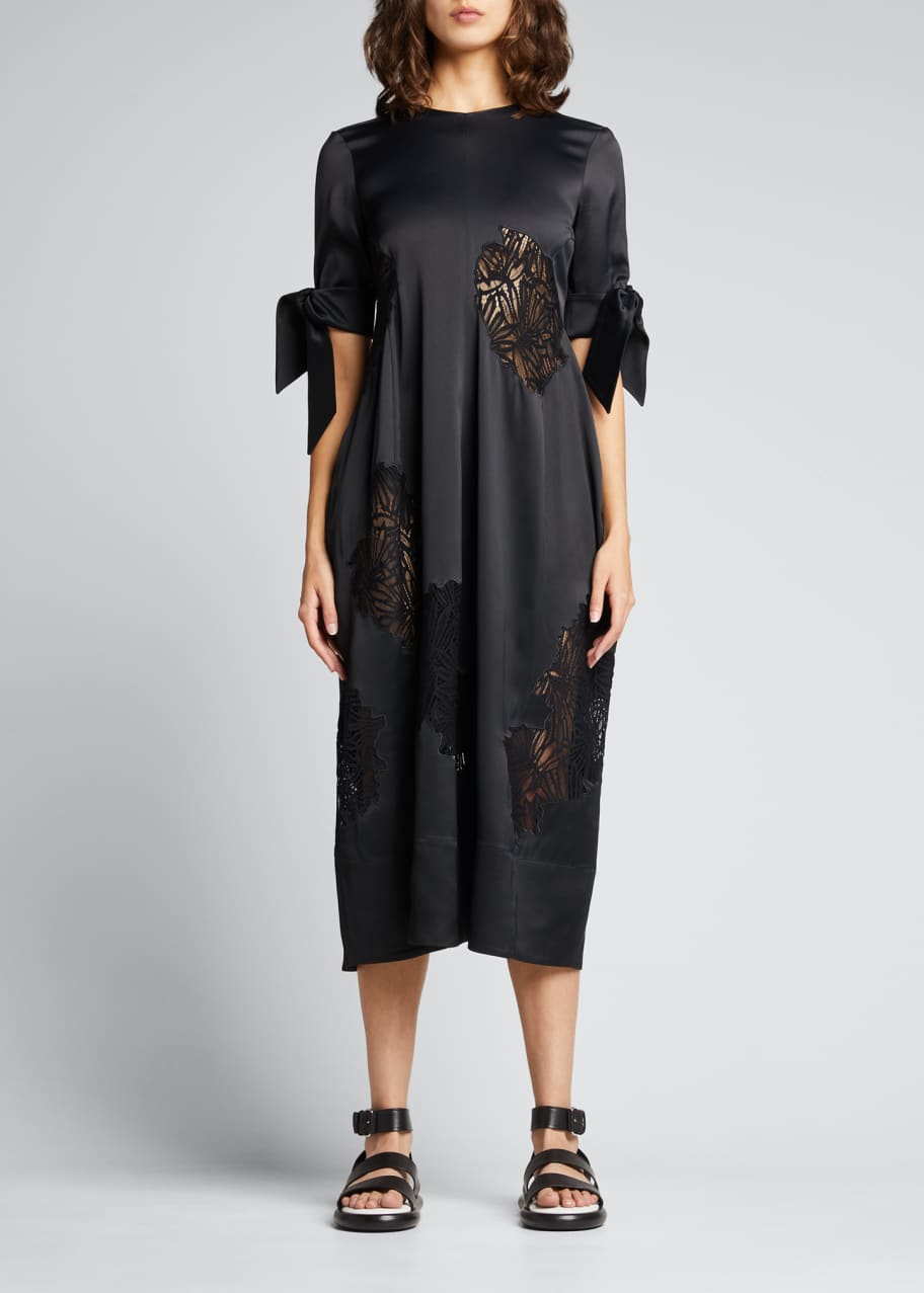 Proenza Schouler Lace-Embroidered Matte Satin Midi Dress - Bergdorf Goodman