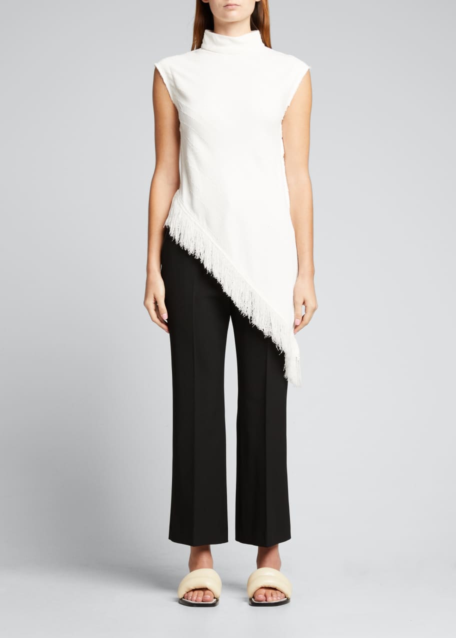 Proenza Schouler textured fringed asymmetric top - Black