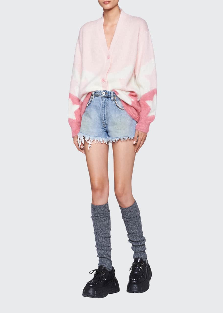 Star Colorblock Mohair Blend Oversized Cardigan