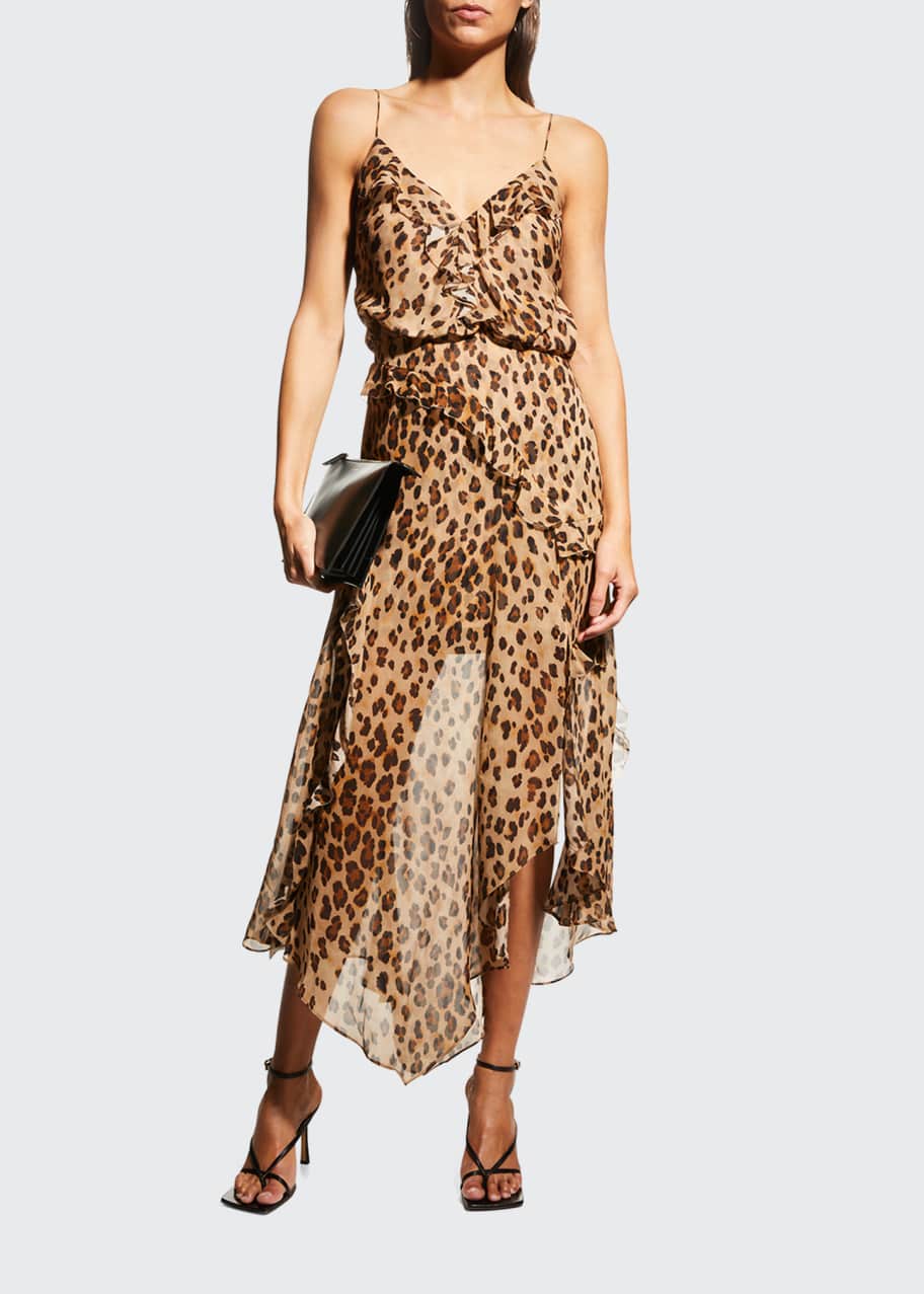 Veronica Beard Avenel Leopard-Print Asymmetric Dress - Bergdorf Goodman