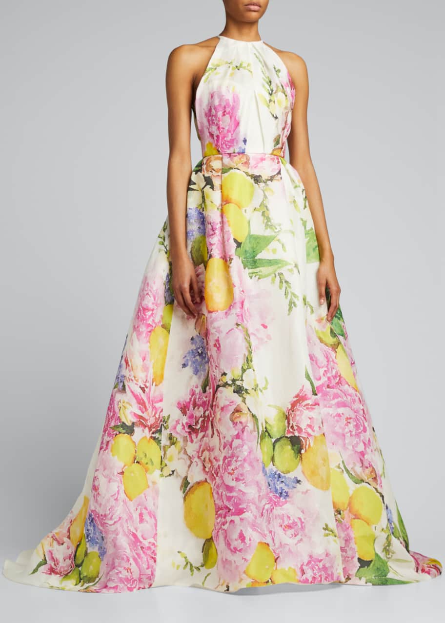 monique lhuillier evening dresses V-Neck Sculptural Column Gown 4 / Juniper main image 1