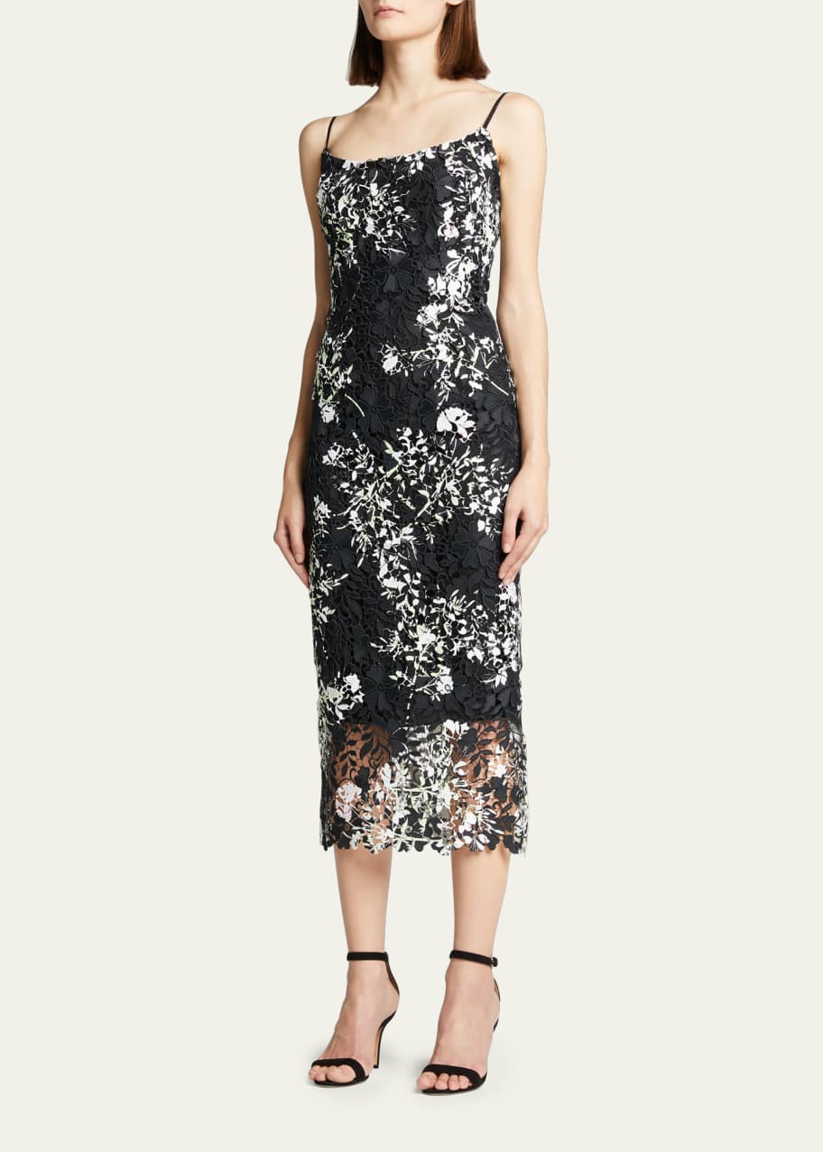 Monique Lhuillier Floral Lace Sheath Midi Dress - Bergdorf Goodman