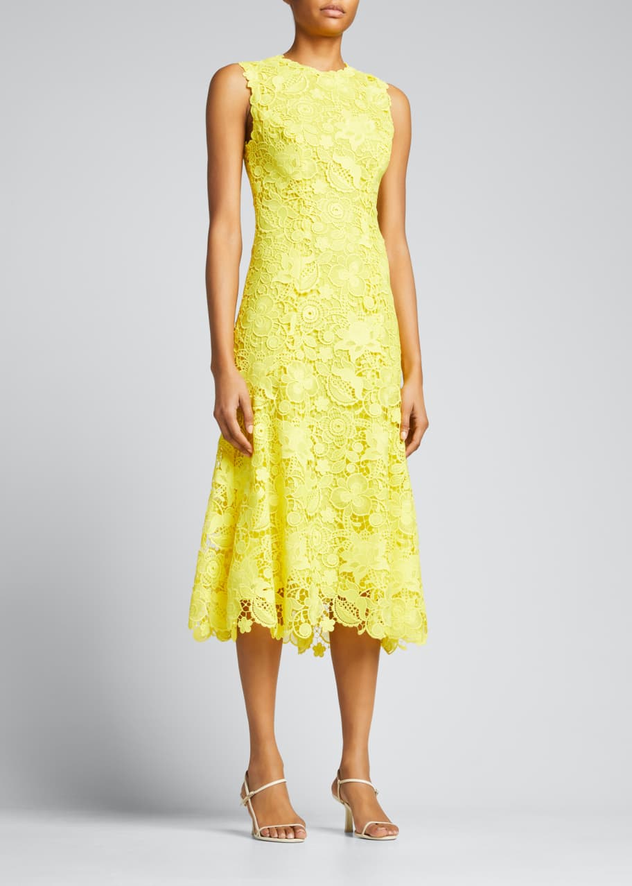 slim fit dress slacks Picture Perfect Lace Trim Floral Woven Skater Dress main image 1