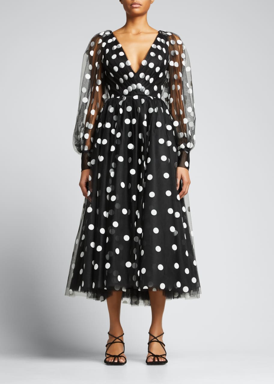 Polka Dot Tulle Flocked Dress