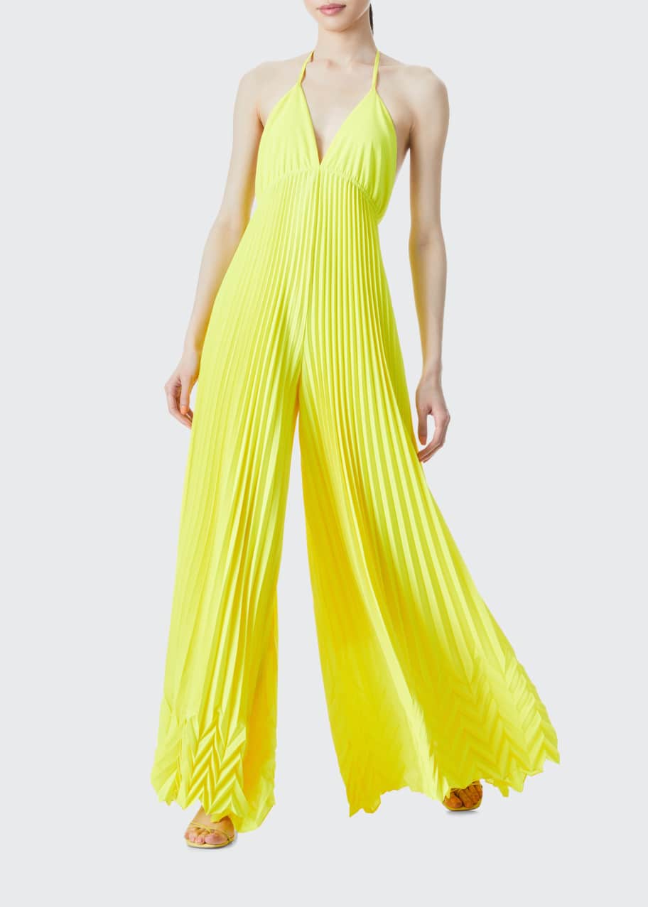 Alice Olivia Adalyn Pleated Halter Jumpsuit Bergdorf Goodman