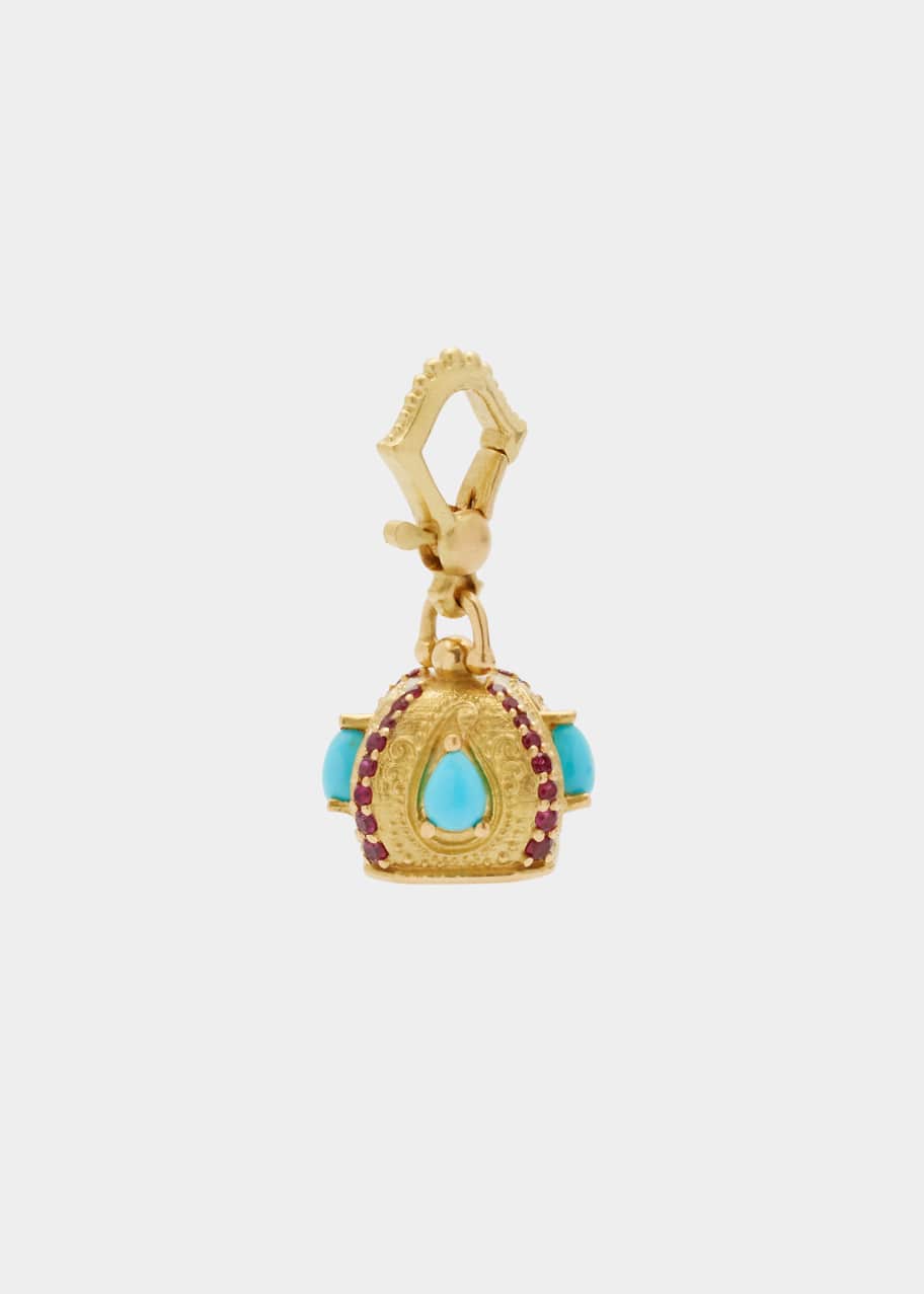 Paul Morelli Turquoise and Ruby Raja Bell Charm - Bergdorf Goodman