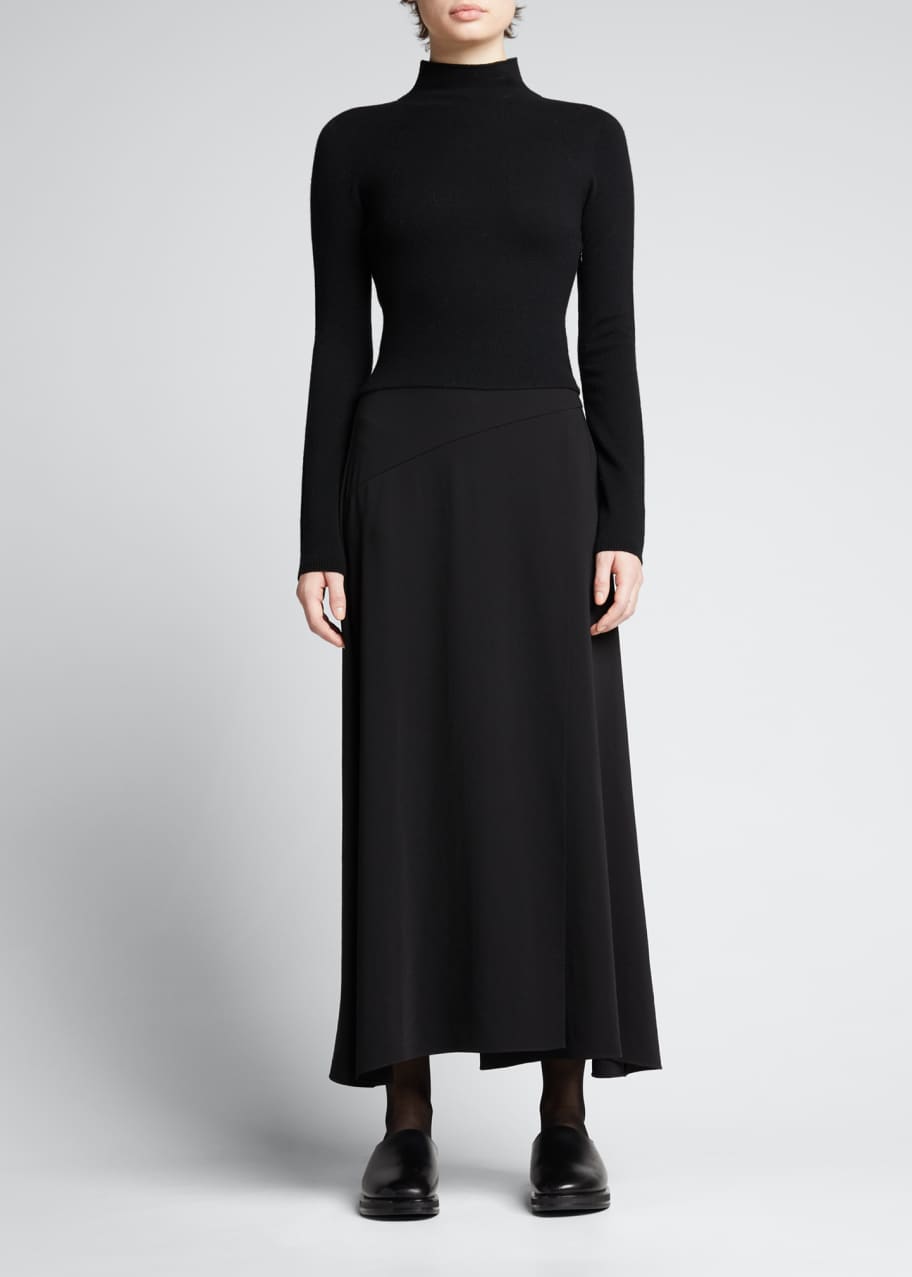 Vince Mixed Media OpenBack WoolCashmere Dress Bergdorf Goodman