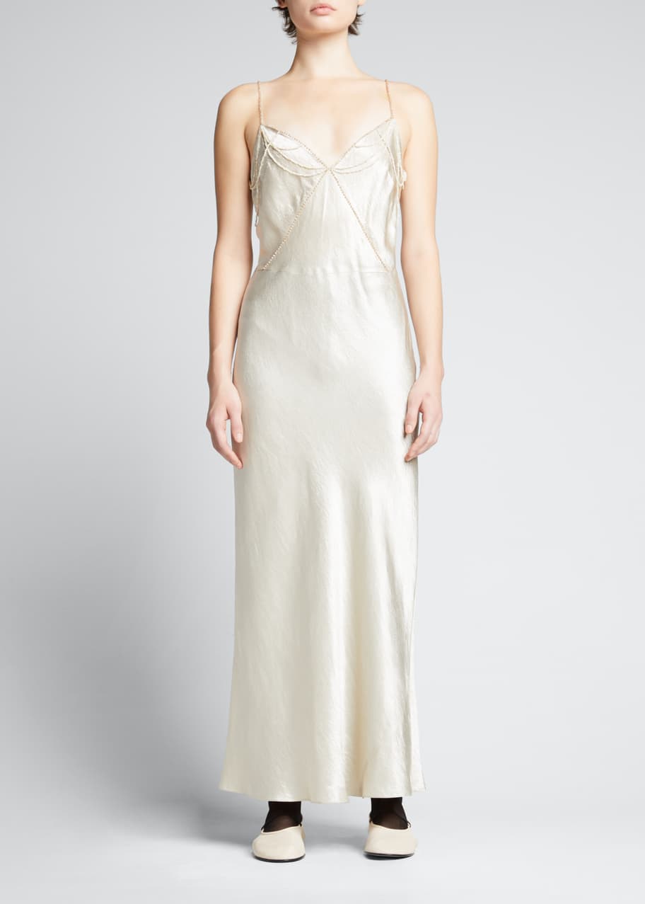beaded slip dress Wing-Embellished Beaded Slip Dress, LIGHT BLUE / UK / 8 main image 1