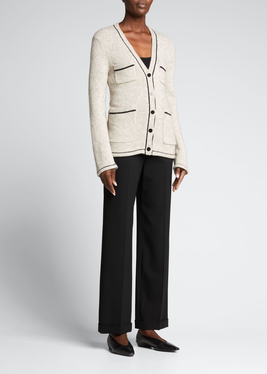 Theory Contrast-Trim Wool-Blend Cardigan - Bergdorf Goodman