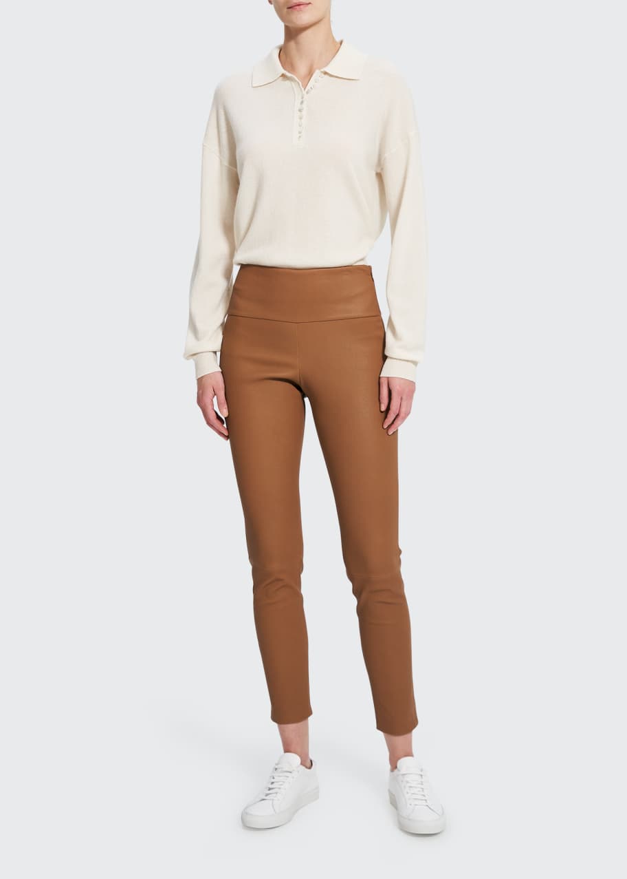 Theory Urban Stretch Leather Yoke Leggings Bergdorf Goodman