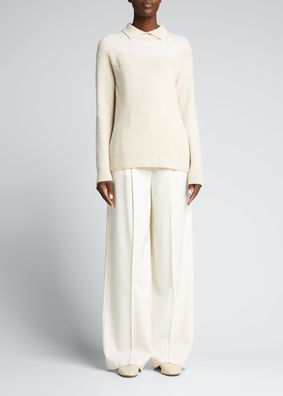 Theory Split Neck Felted Wool Cashmere Sweater Bergdorf Goodman