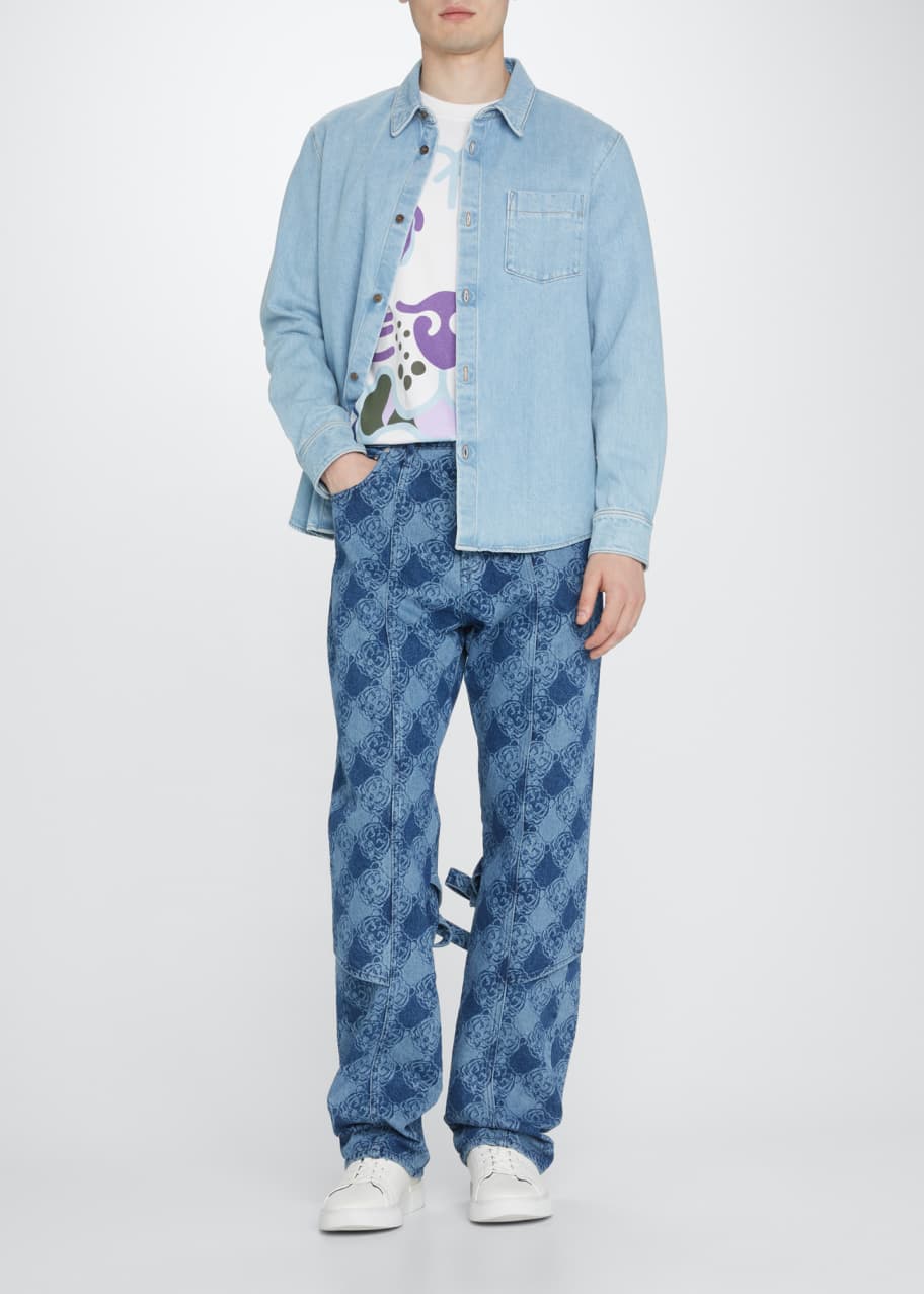 Kenzo Men's Monogram Denim Apron Jeans Bergdorf Goodman