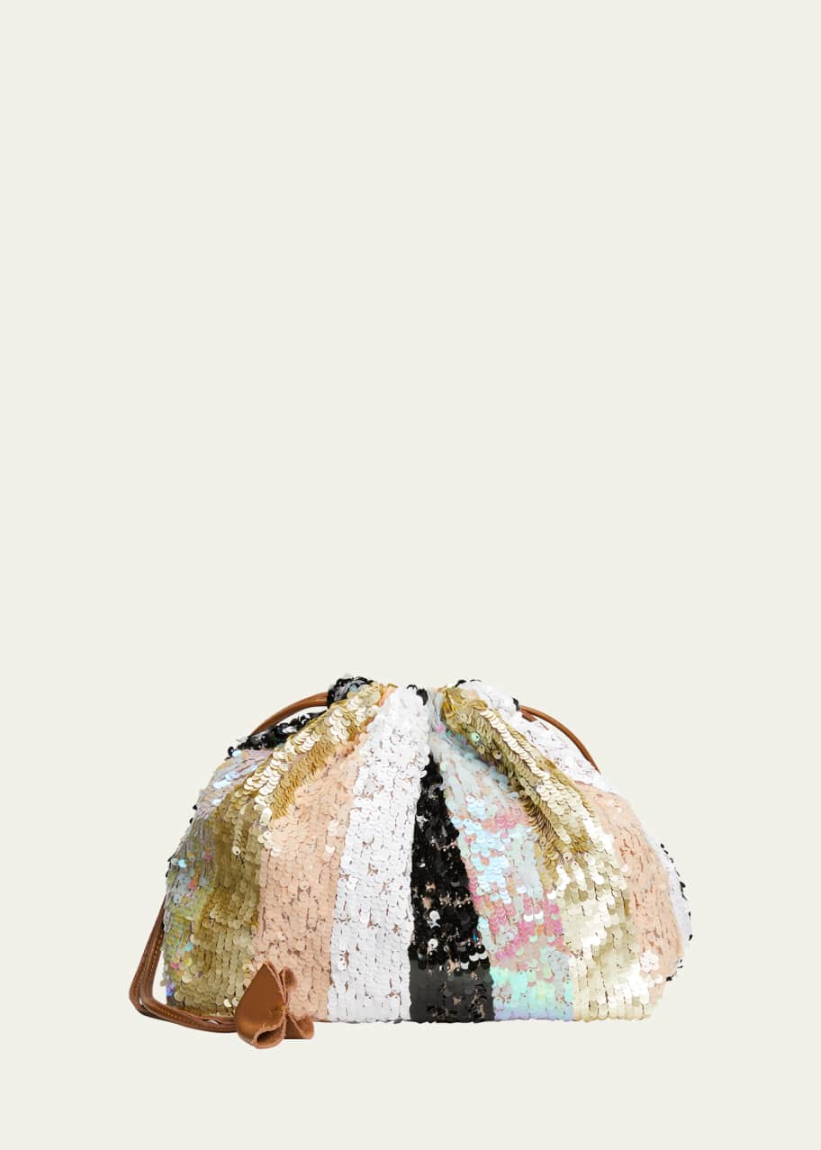 Maria La Rosa Alice Sequin Drawstring Clutch Bag - Bergdorf Goodman