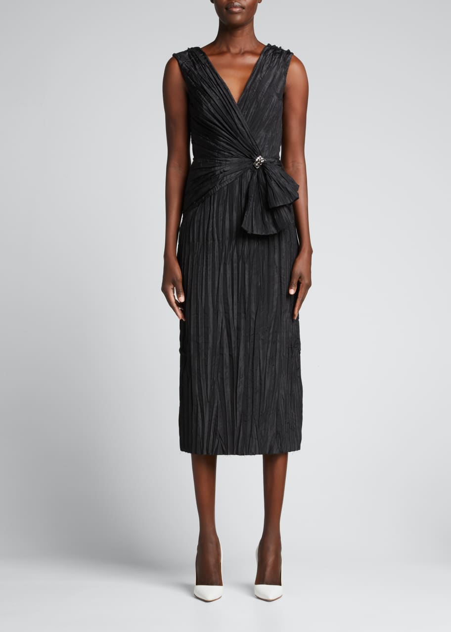 knee length dresses for ladies Jason Wu Crystal-Beaded Moire Taffeta Midi Dress – Runway Catalog