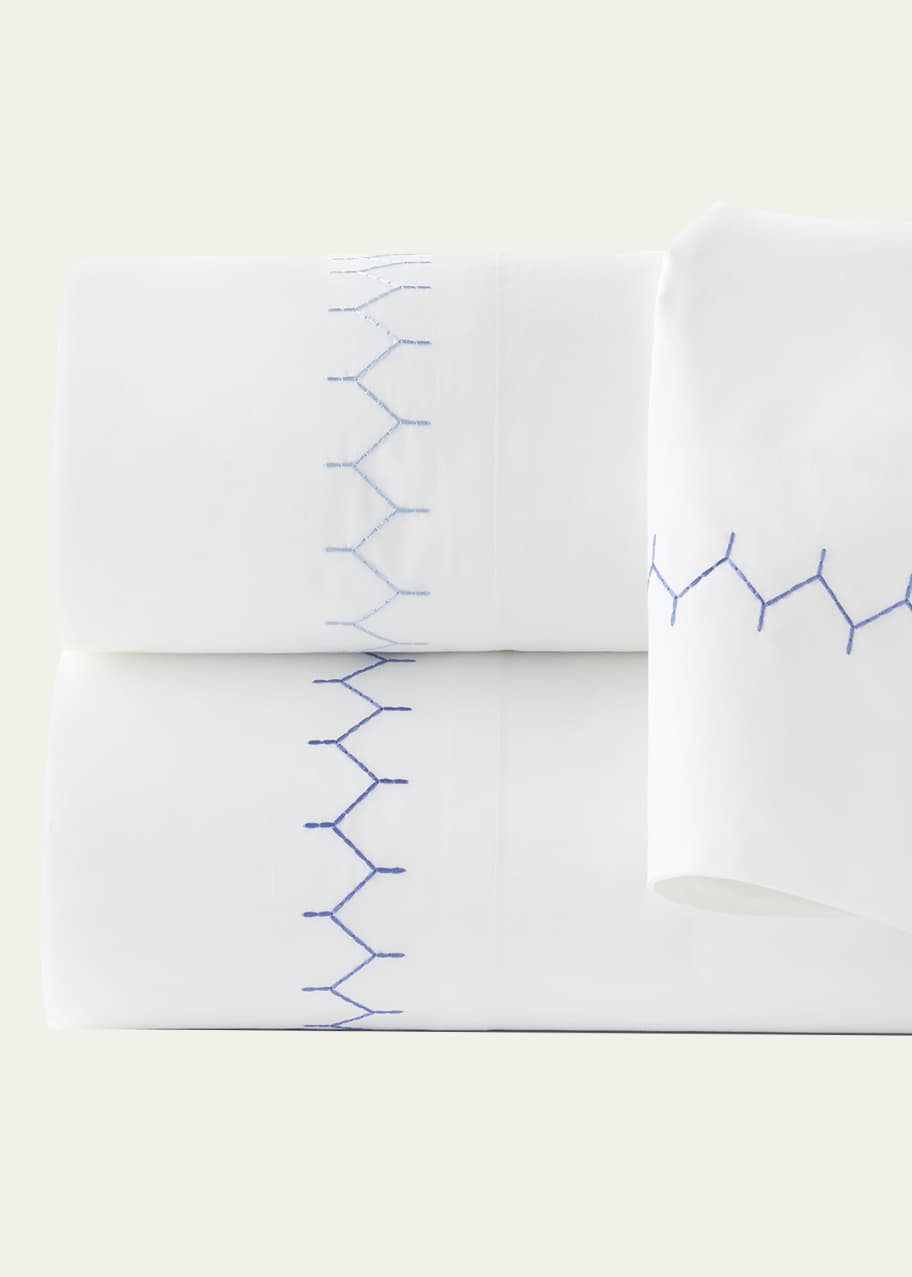 Image 1 of 1: Stitched Light Indigo 300 Thread Count King Sheet Set