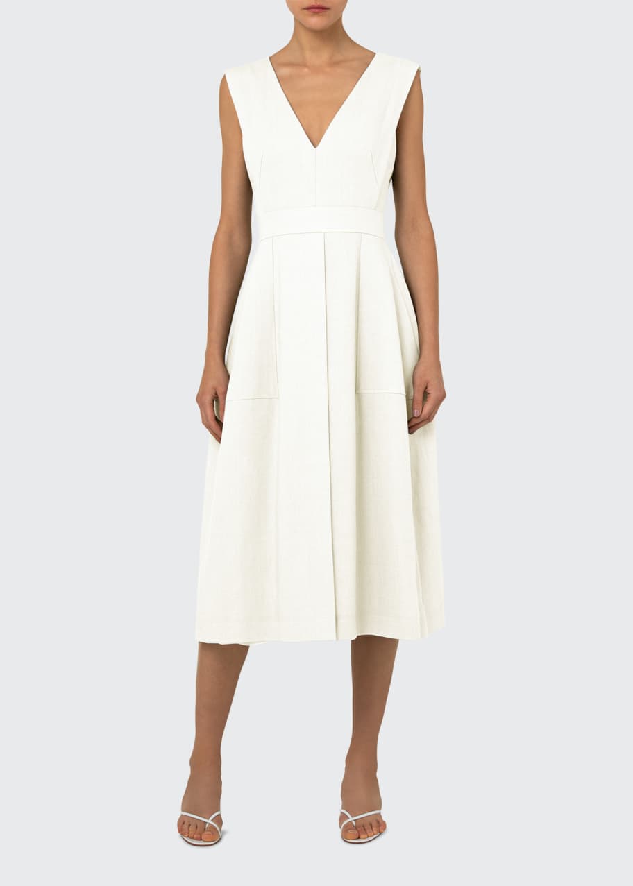 linen fit and flare midi dress Fit and flare midi linen shirt dress 5675 main image 0