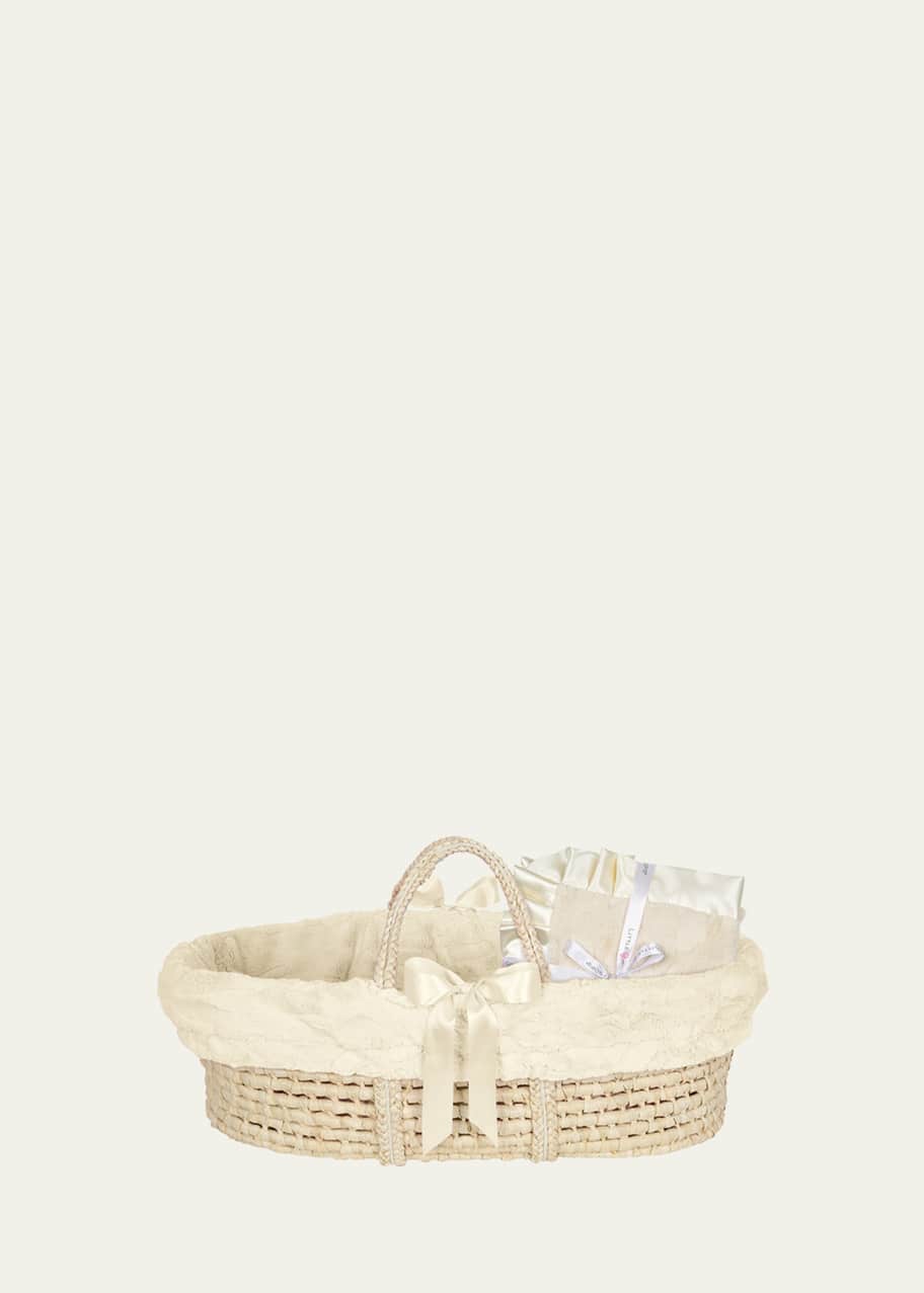 Image 1 of 1: Ivory Receiving Blanket And Basket Set