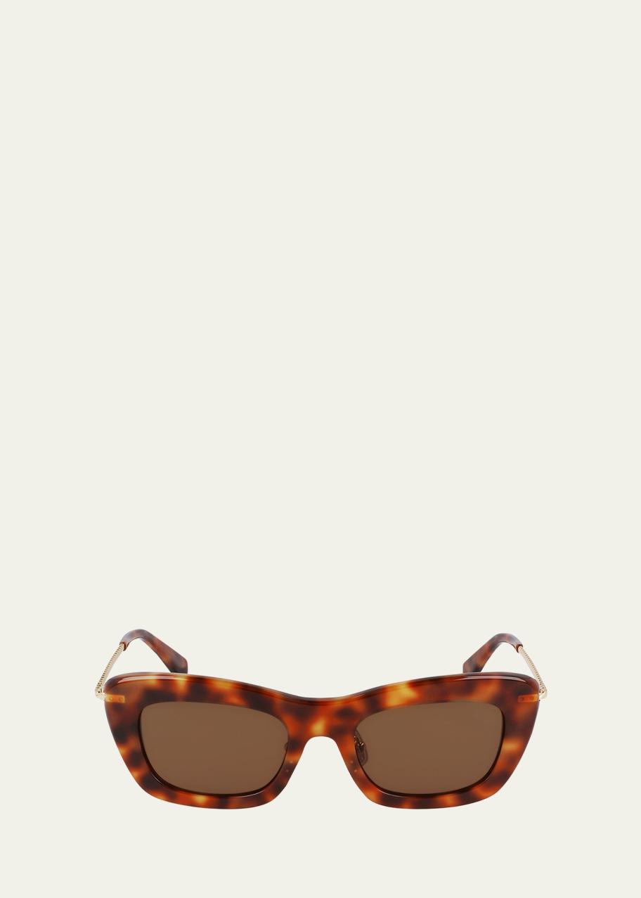 Lanvin Babe Rectangle Twisted Metal/Acetate Sunglasses  display picture 1