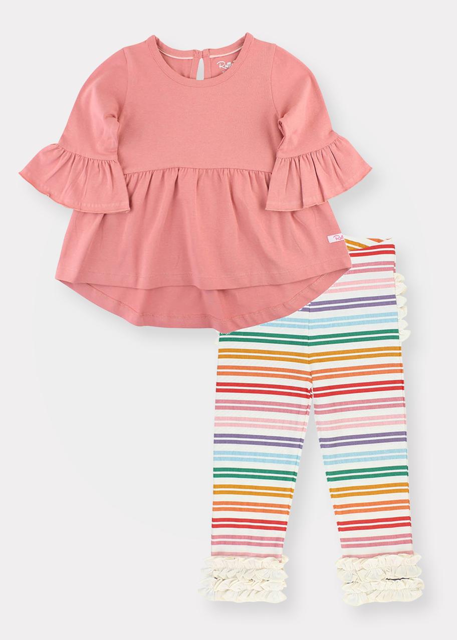 Ensemble 2 Pièces Tempted Cerise Top & Leggings Rose/Blanc Taille 24 Mois - Neuf Avec Étiquettes