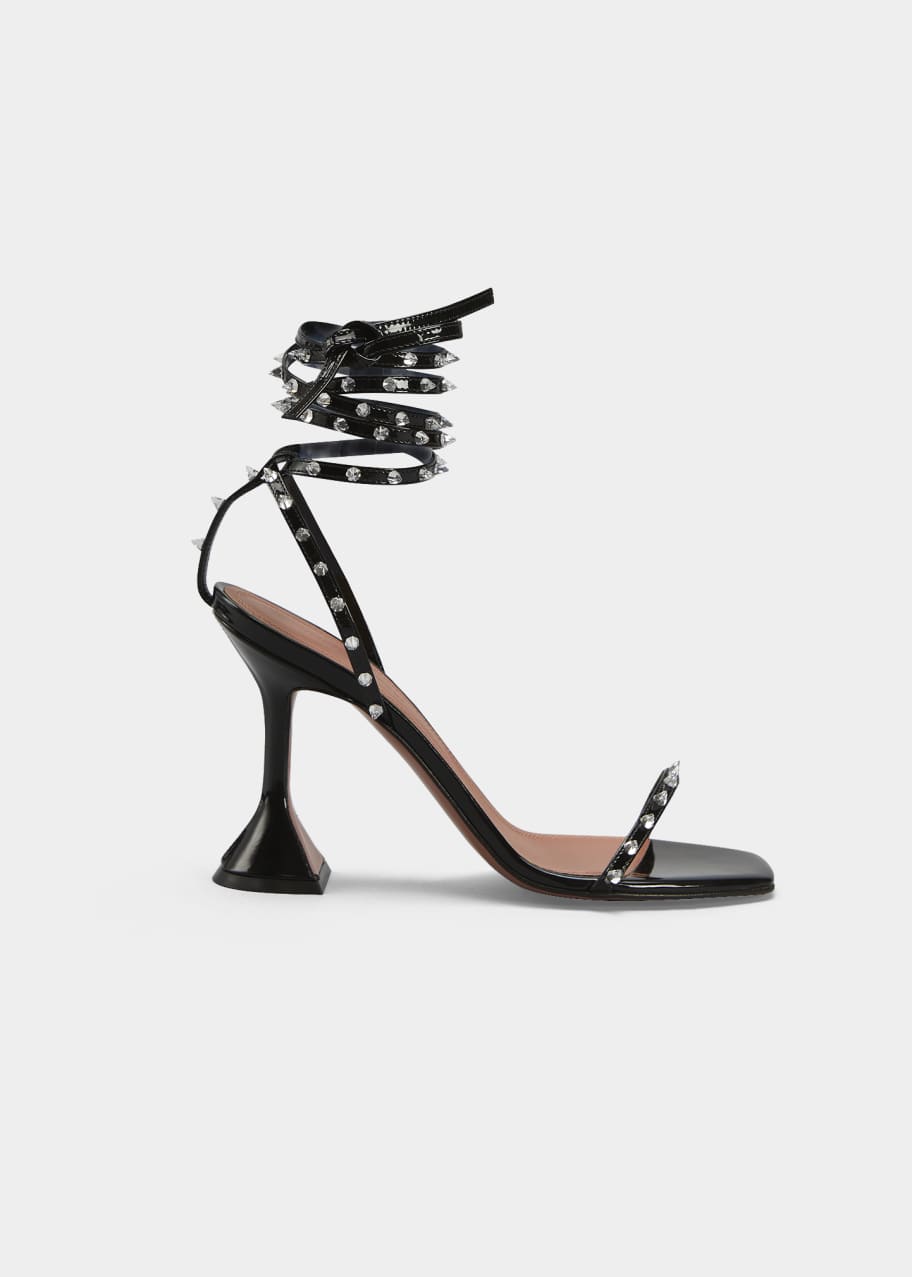 Amina Muaddi Karma Mini Spikes Ankle-Tie Heel Sandals - Bergdorf Goodman