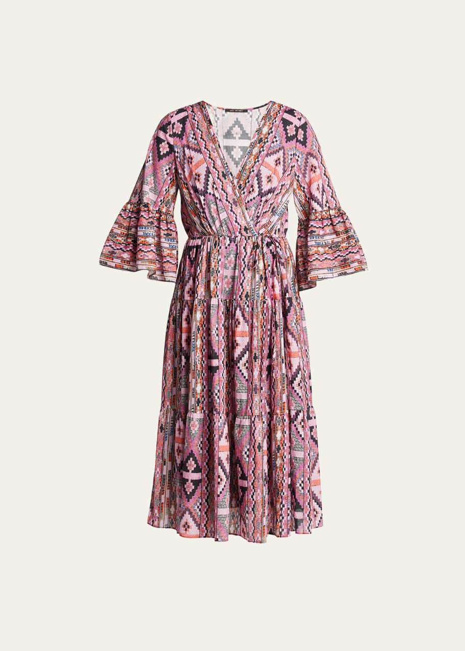 knee length dresses for ladies Sand Ainika Pineapple Ikat Midi Dress main image 1