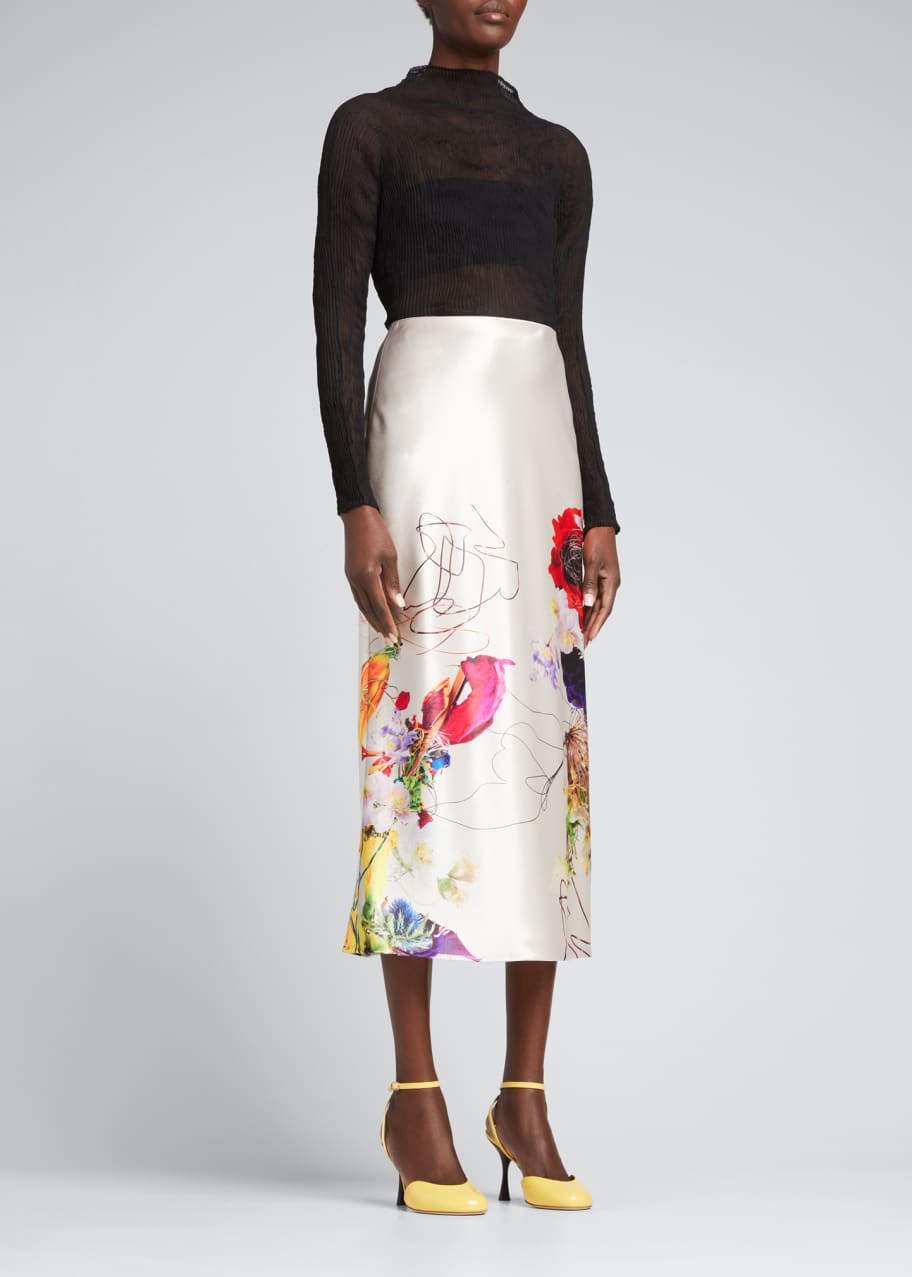 Jason Wu Collection Side-Slit Satin Bias Midi Skirt - Bergdorf Goodman