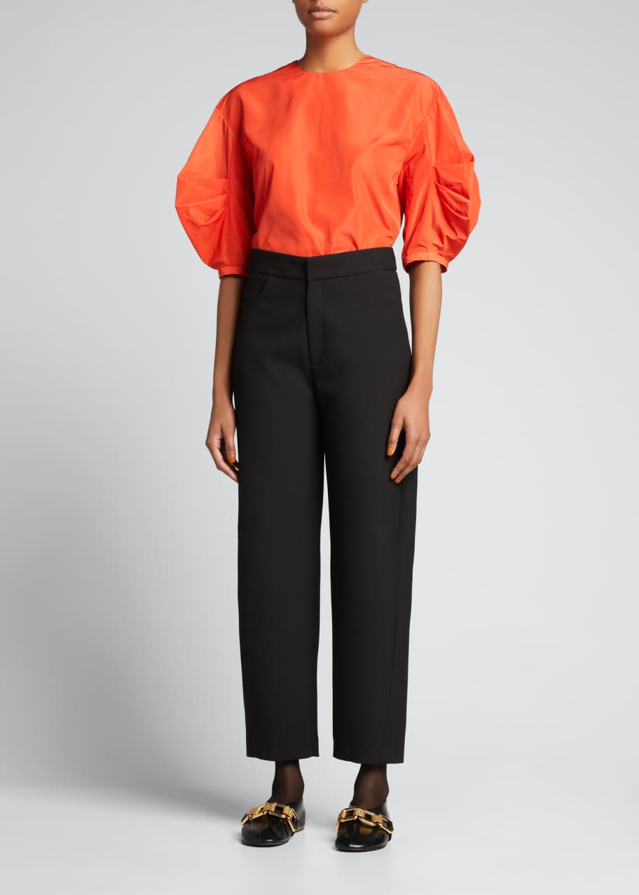 Italian Sporty Pleated Sleeve Top