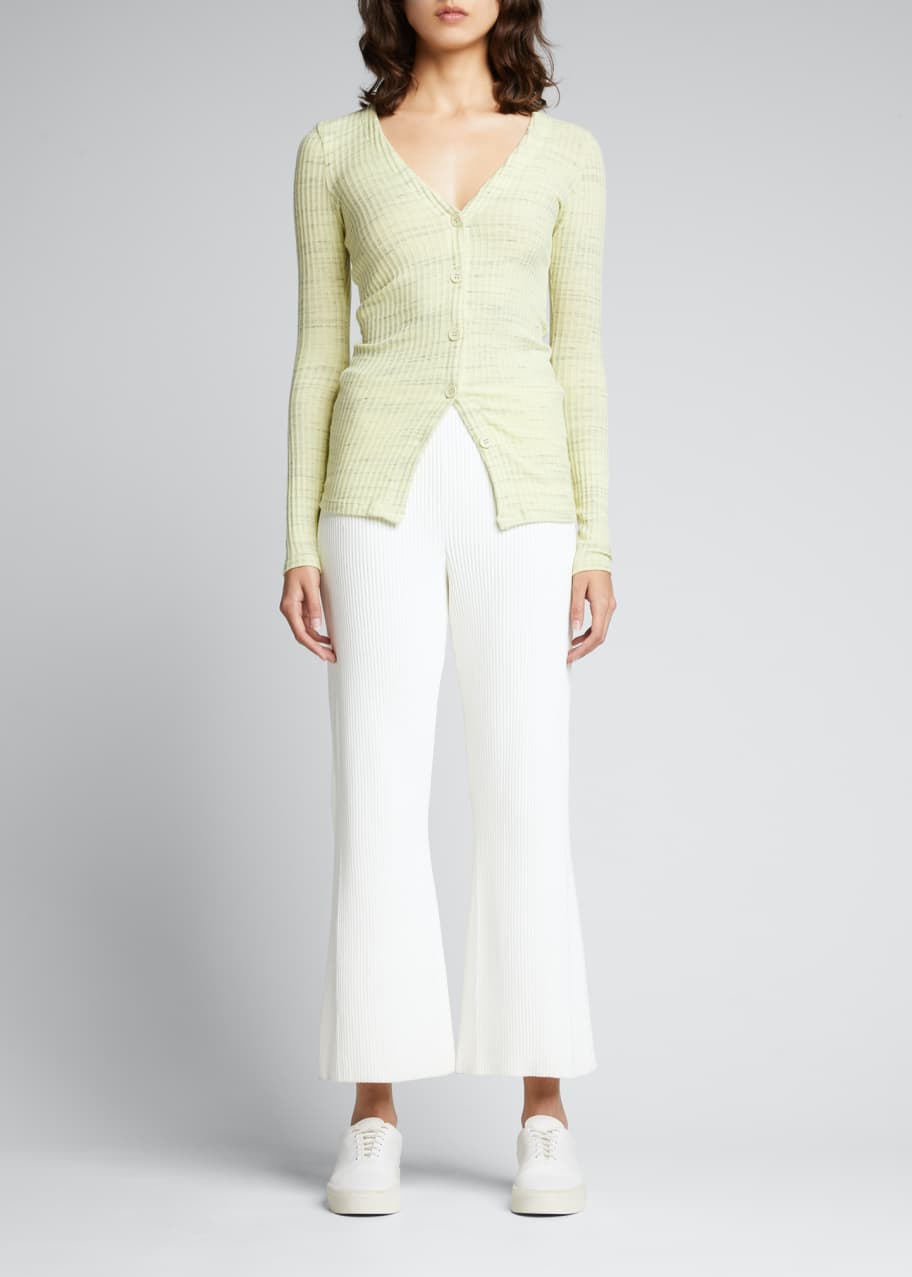 Monrow Cosmo Ribbed VNeck Cardigan Bergdorf Goodman