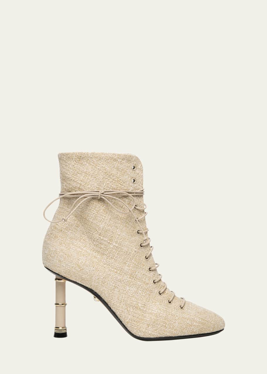 Alevi Love Linen Lace-Up Ankle Booties - Bergdorf Goodman