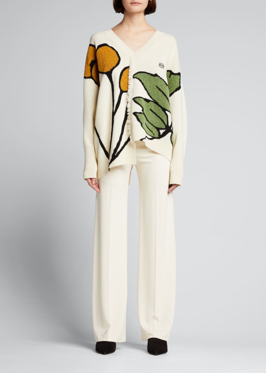 Loewe Herbarium Jacquard Asymmetric Sweater - Bergdorf Goodman