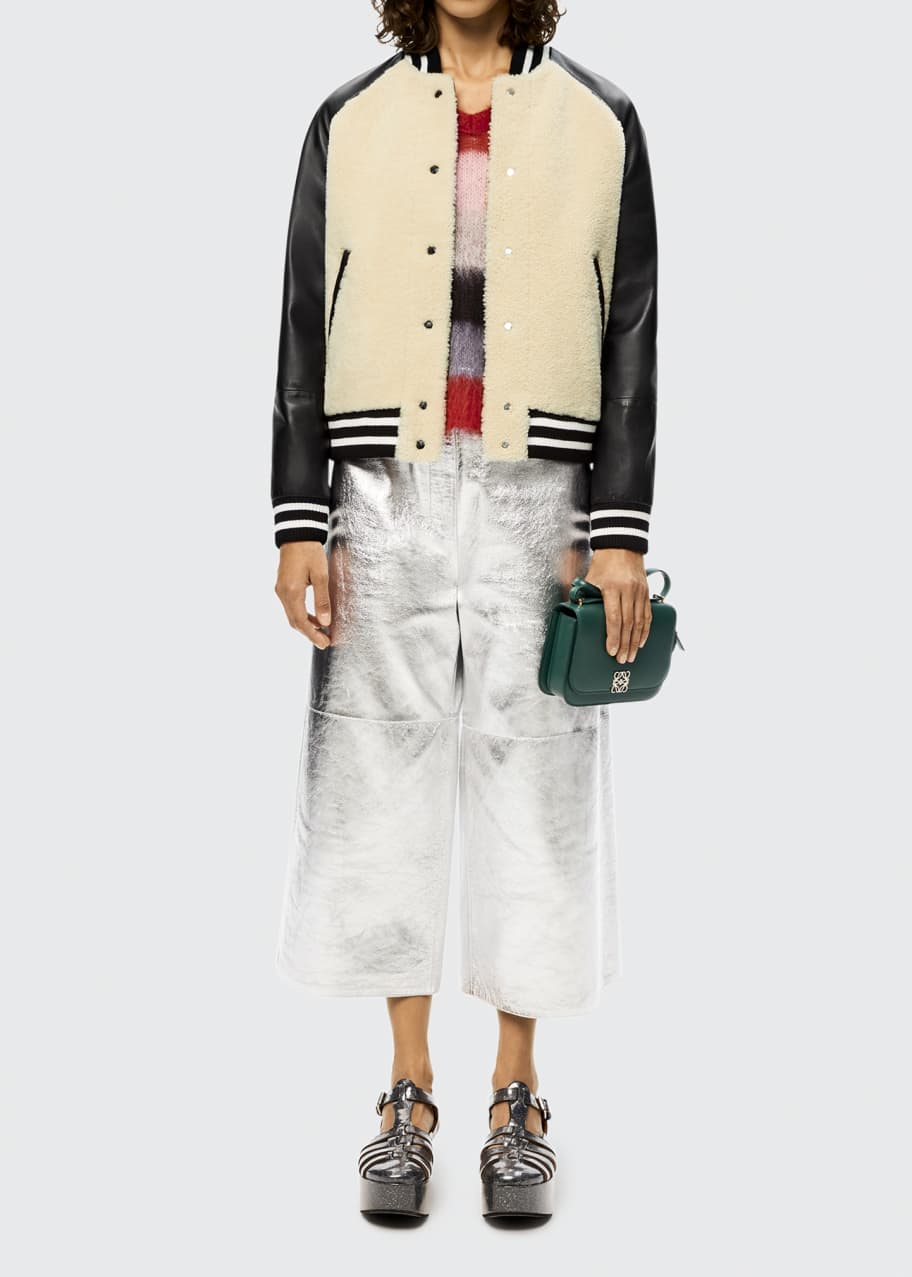 Loewe MixedMedia Shearling Varsity Jacket Bergdorf Goodman