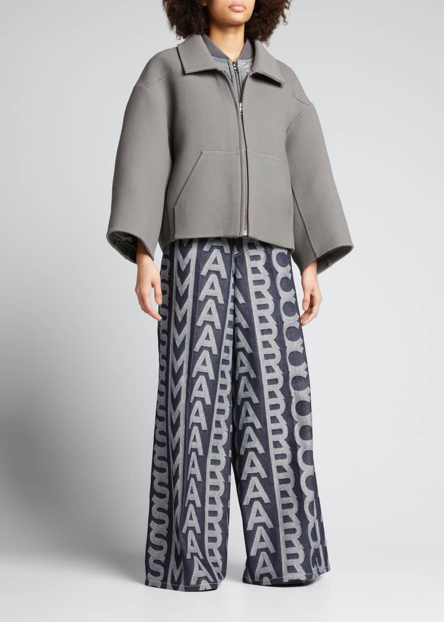 Marc Jacobs Logo-Print Denim Wide-Leg Pants - Bergdorf Goodman