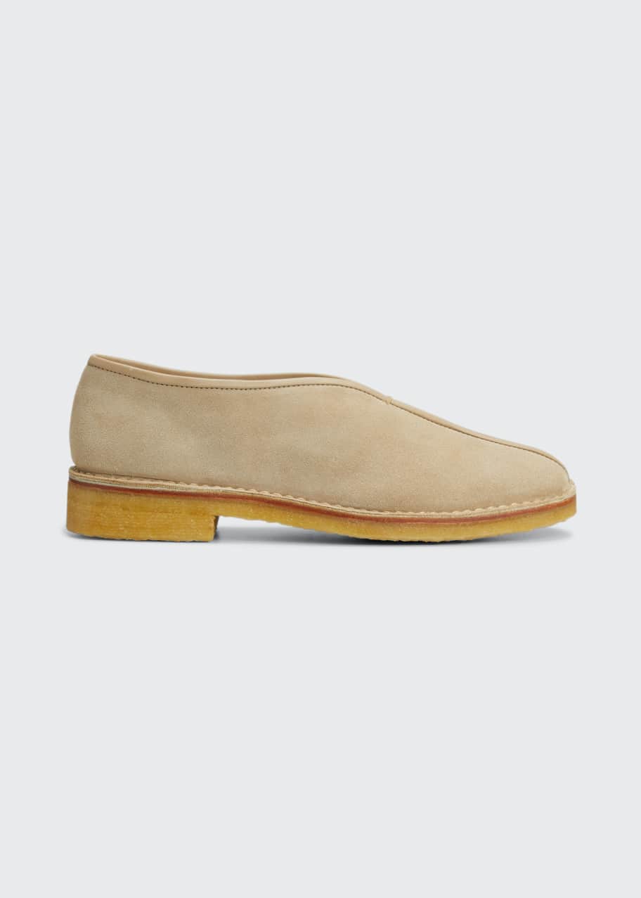 LEMAIRE Suede Piped Loafer Slippers - Bergdorf Goodman