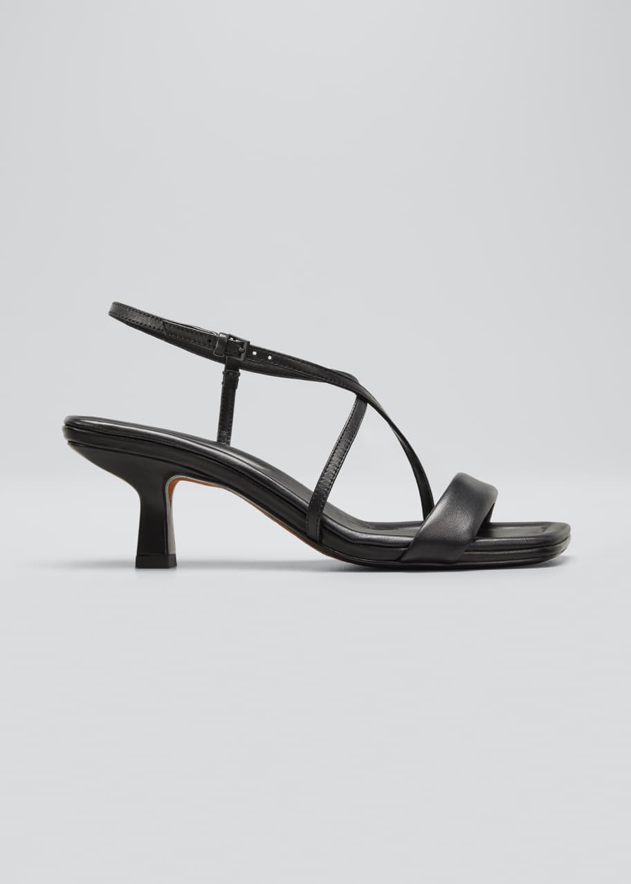 Vince Leather Strappy KittenHeel Sandals Bergdorf Goodman
