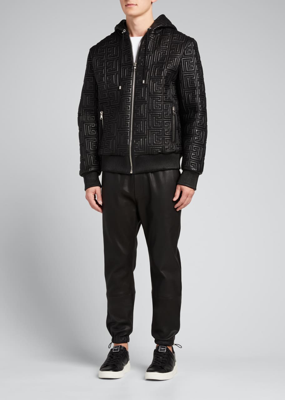 balmain quilted monogram leather jacket