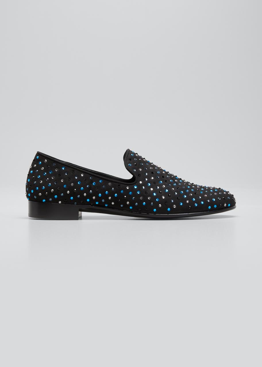 Giuseppe Zanotti Black Suede Loafers with Multicolor Crystal Pattern GIUSEPPE ZANOTTI Men main image 3