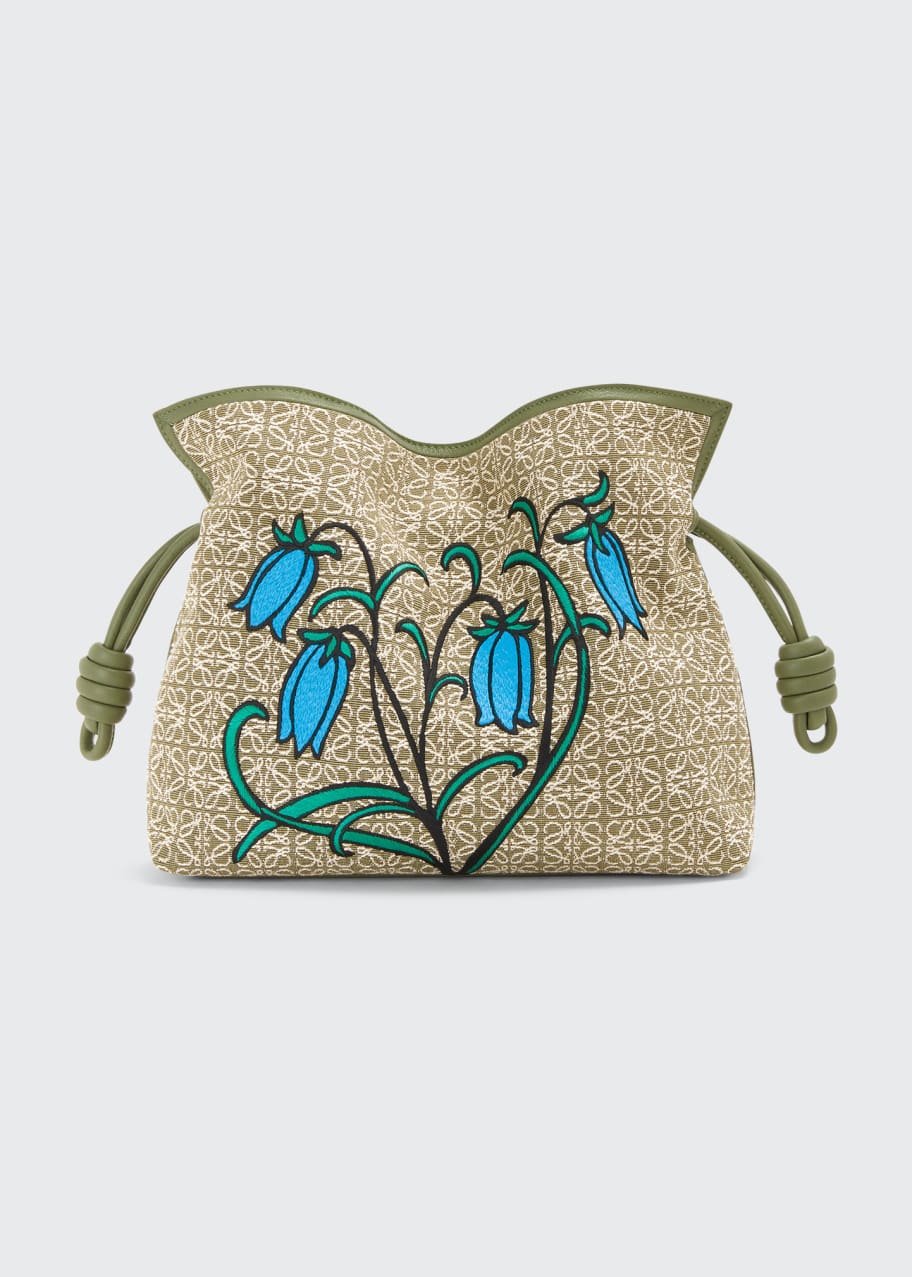 Loewe Fish-Print Drawstring Denim Clutch Bag - Bergdorf Goodman