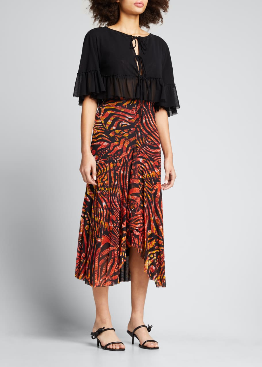Fuzzi tulle outlet mesh midi skirt