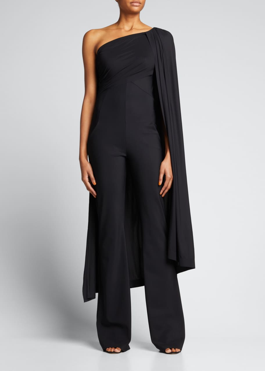 Chiara Boni La Petite Robe One-Shoulder Cape Jumpsuit - Bergdorf Goodman