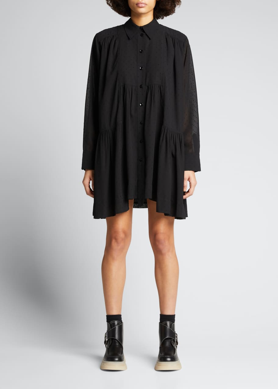 Ganni Dotted Georgette Dress Bergdorf Goodman