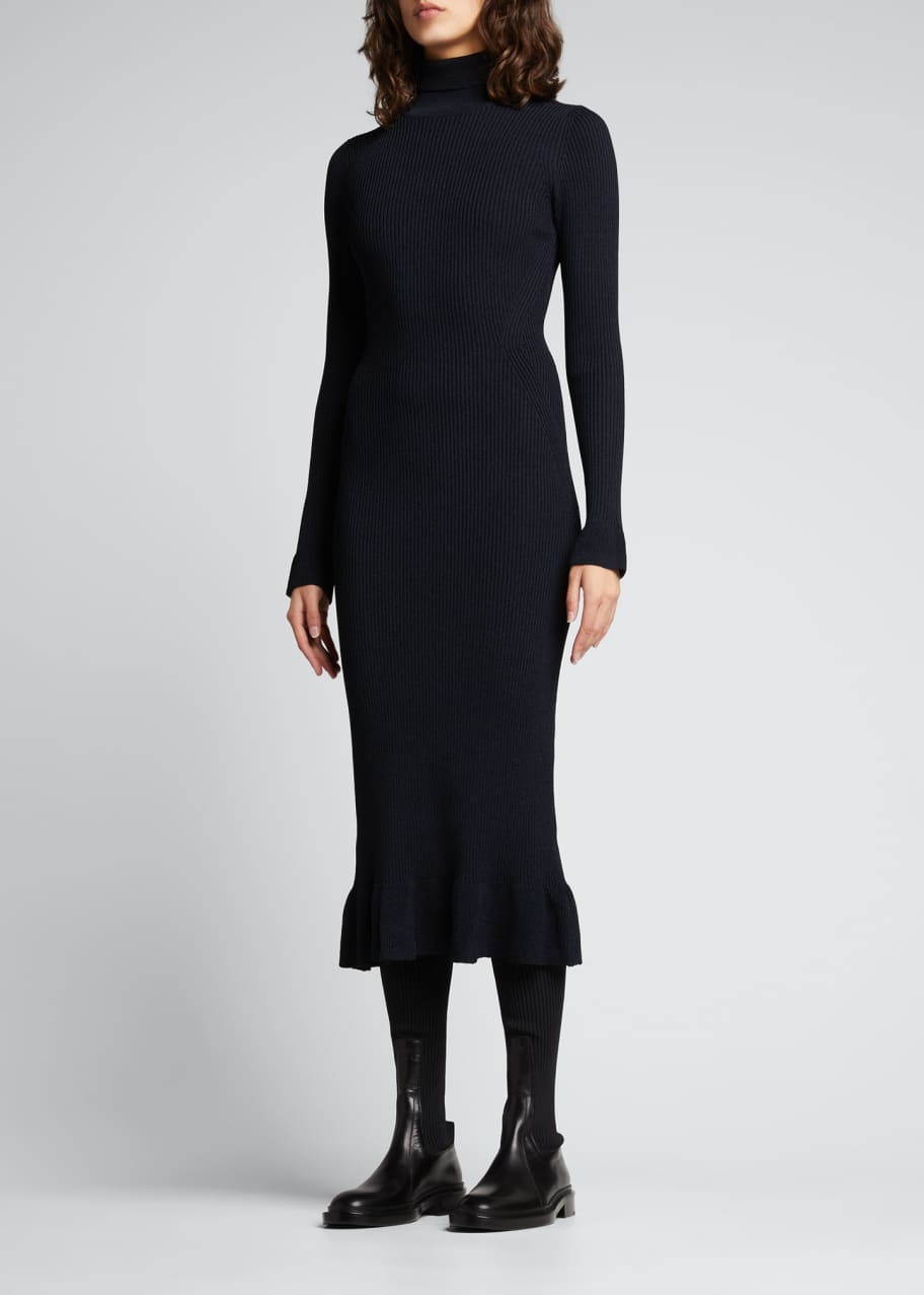 asymmetric knit dress self-portrait - Cream Asymmetric Knit Midi Dress main image 0