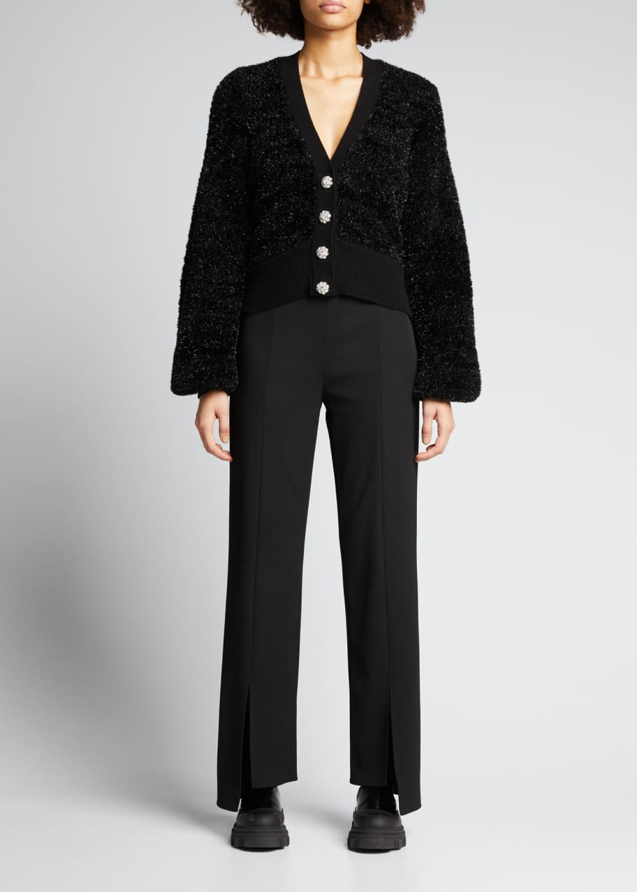 GANNI(ガニー) SPARKLE KNIT BLA CARDIGAN S GANNI speckle-knit Cardigan | Blue | FARFETCH