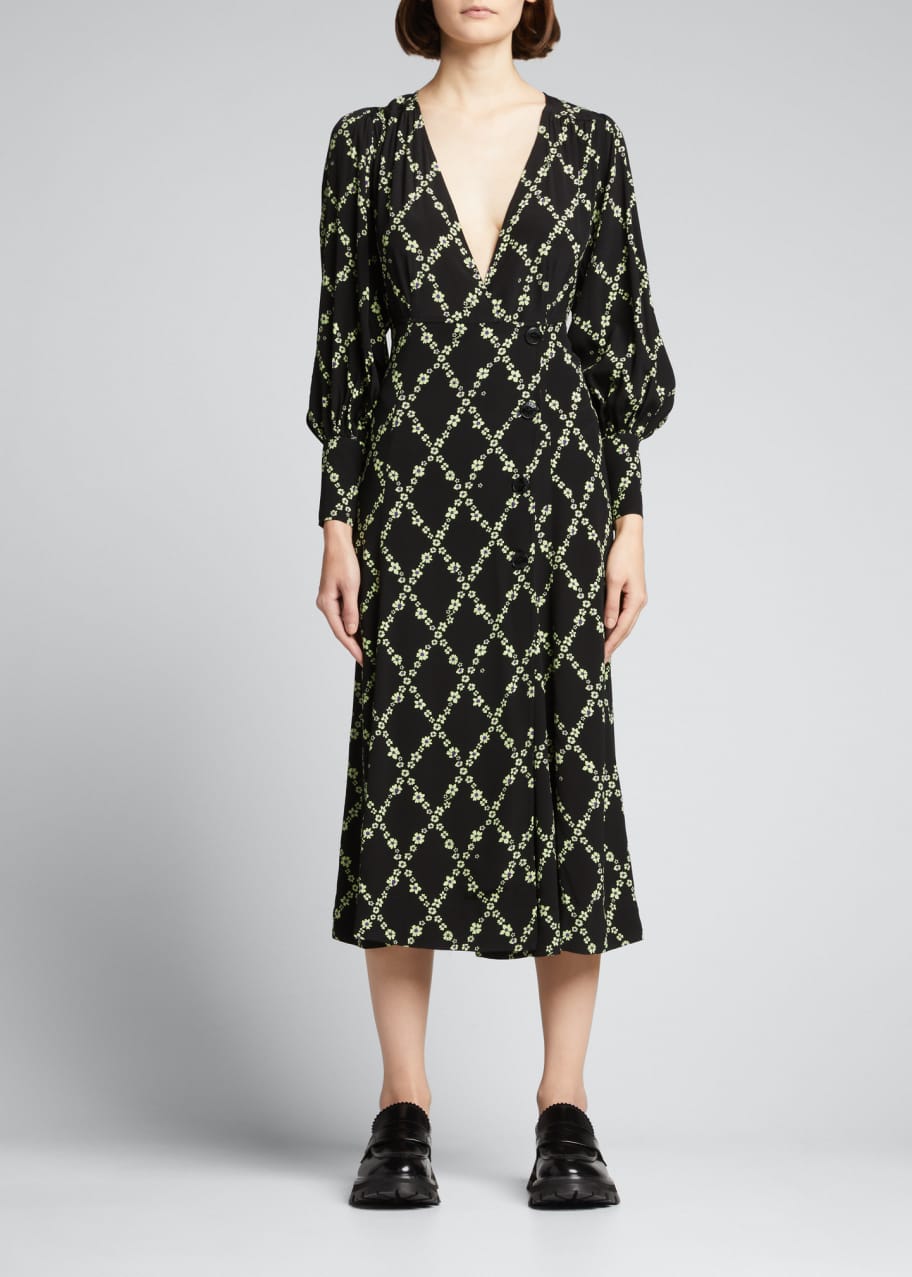 Ganni floral crepe dress 2025