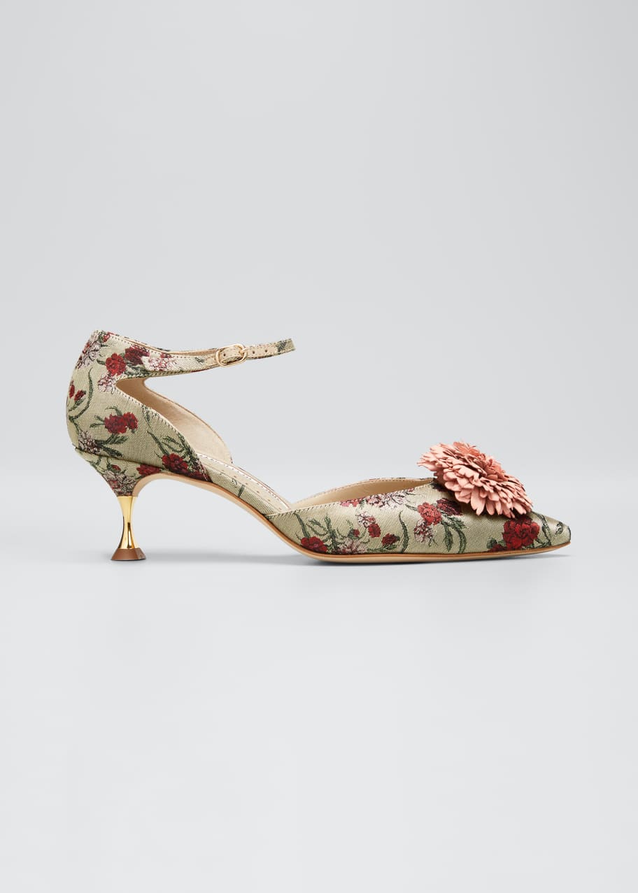 Marfano Floral Kitten Heel Pumps